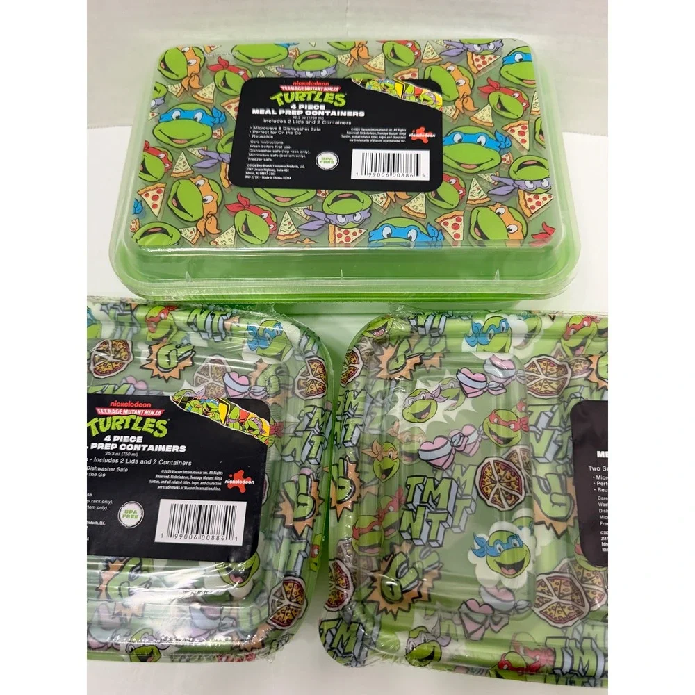 TMNT Teenage Mutant Ninja Turtles Meal Prep Containers 3 Sets 42.2oz Divided New